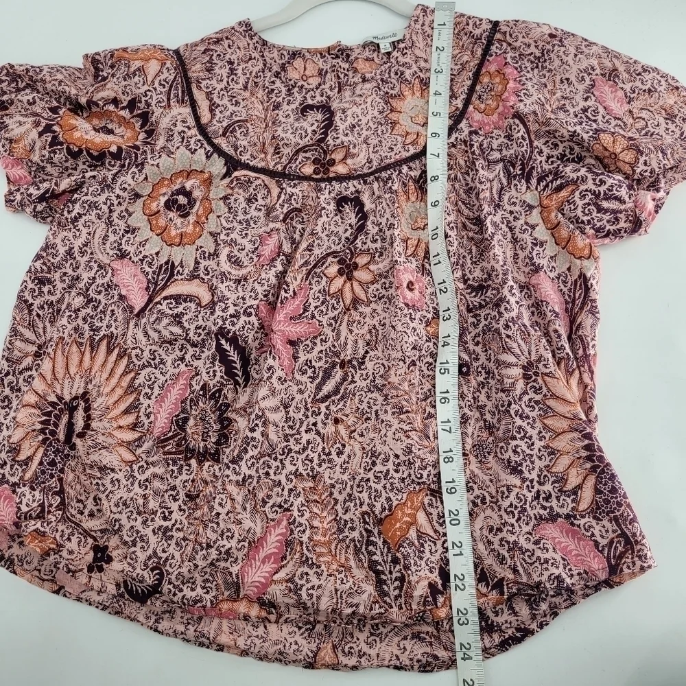 MADEWELL yoked short puff sleeve top in Bali bloom size Medium